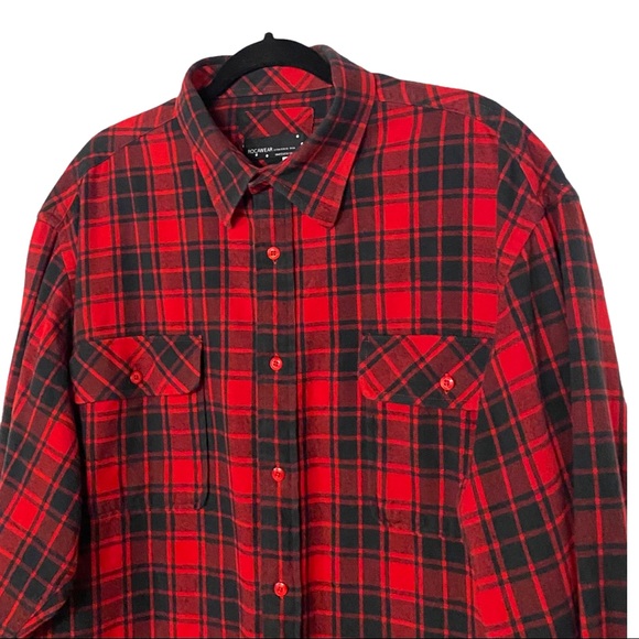 Rocawear Cotton Flannel Plaid Long Sleeve Button Down Shirt Men’s 3XL Black Red - Picture 3 of 8